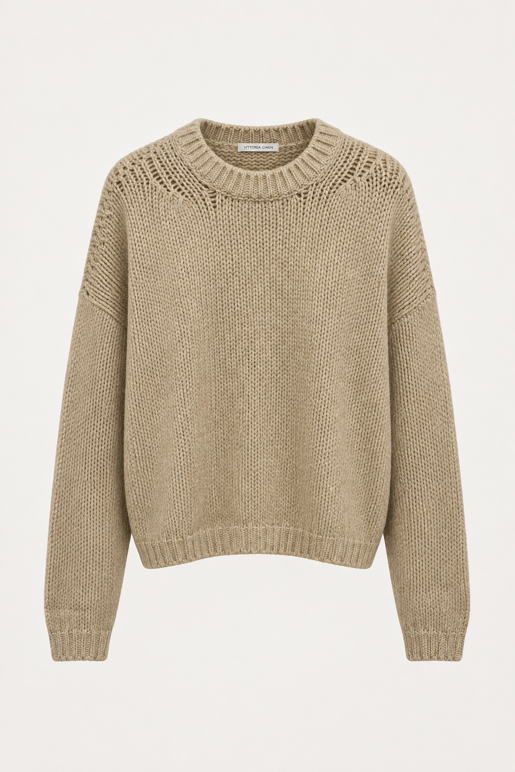 Pull cachemire beige Vittoria Gwen retouché