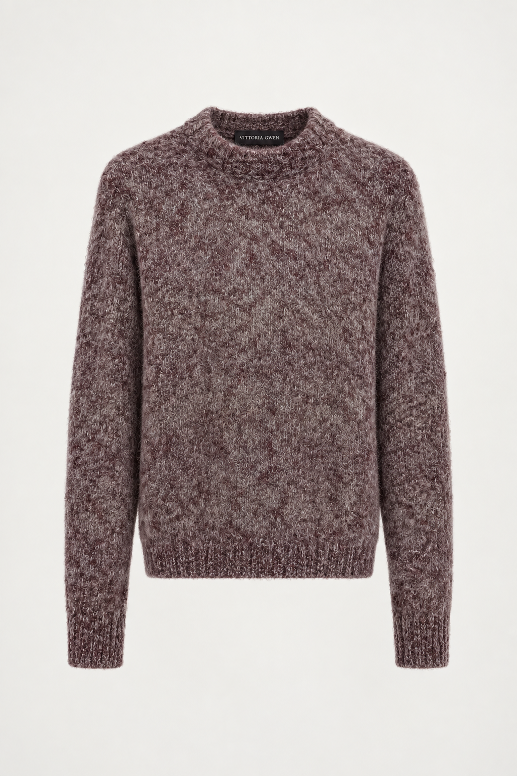 Pull col rond en laine bordeaux Vittoria Gwen retouché