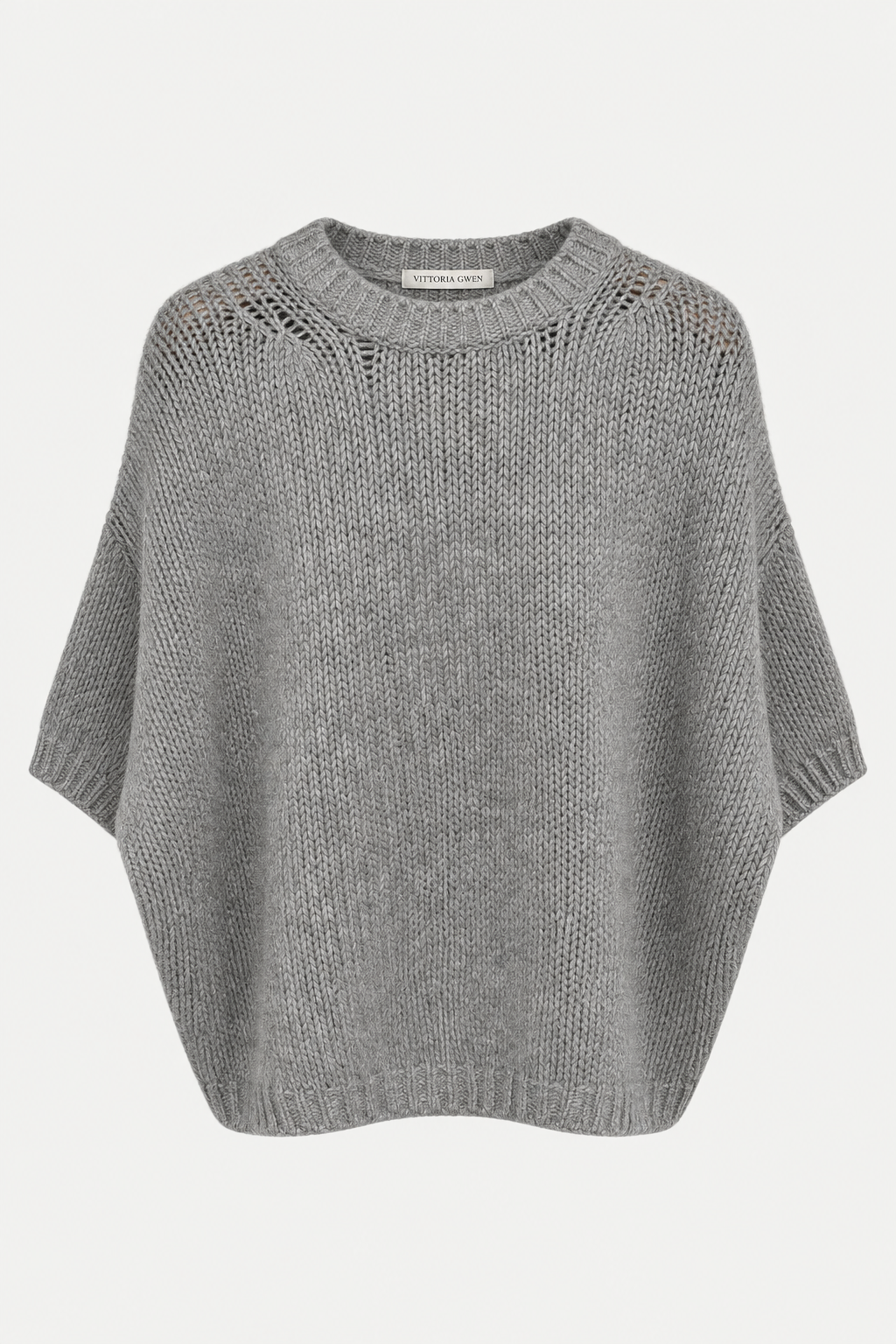 Pull tee cachemire gris clair Vittoria Gwen retouché
