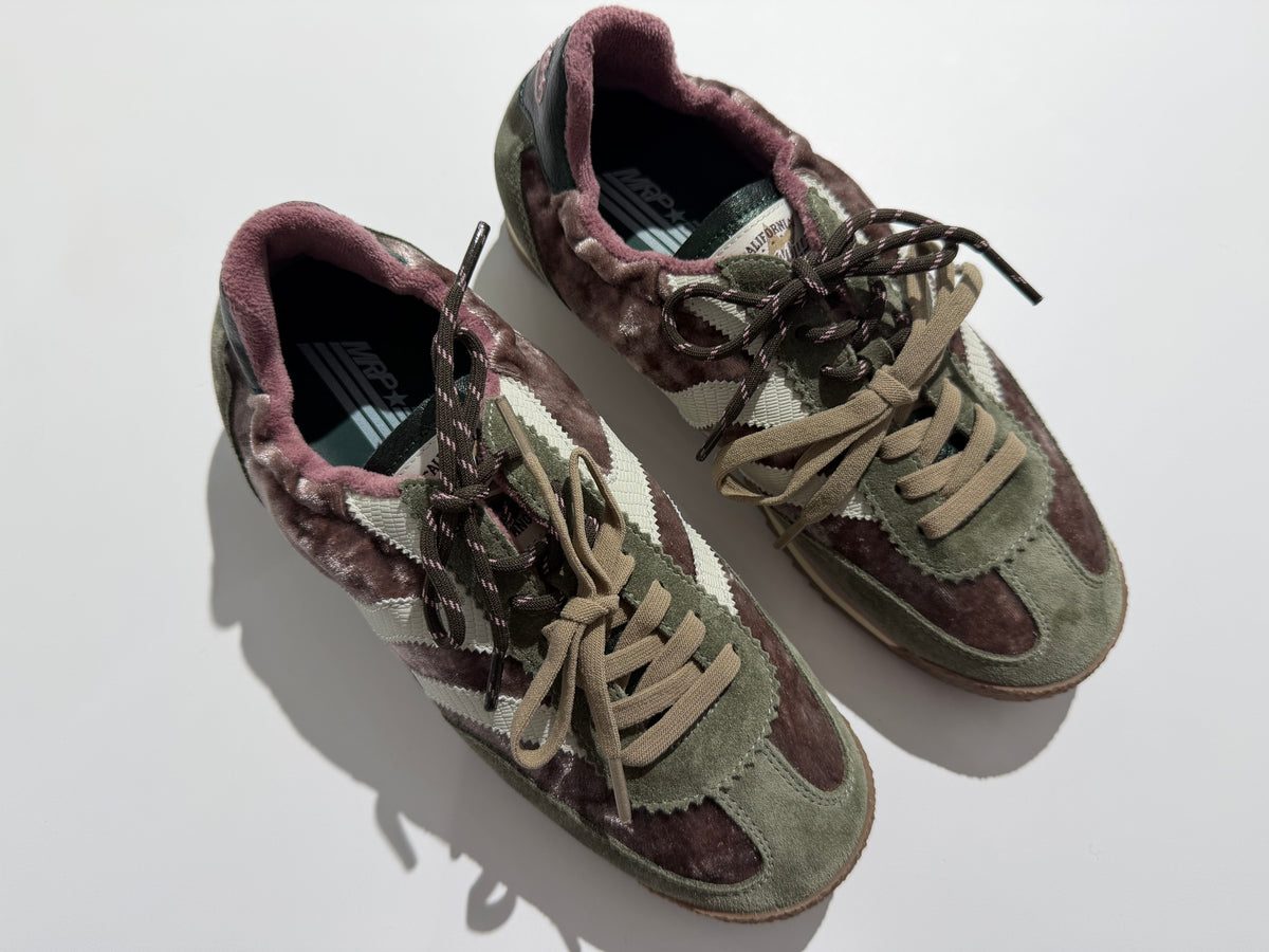 Paire de baskets Melrose Rose loden V13 taupe, rose et crème, vue de dessus