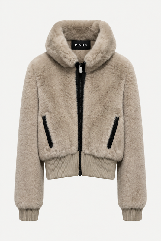 Bomber Pinko Bagels beige grisé retouché