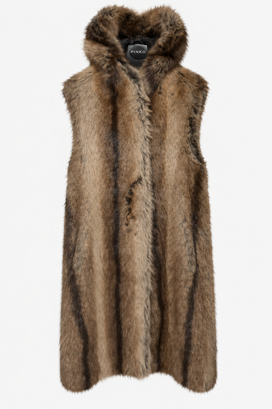 Gilet long Pinko Galearis beige retouché