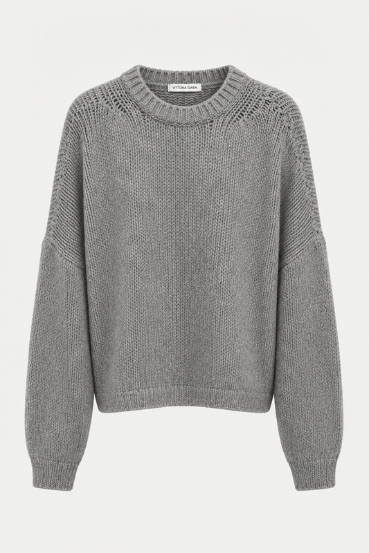 Pull cachemire gris clair Vittoria Gwen retouché
