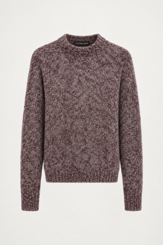 Pull col rond en laine bordeaux Vittoria Gwen retouché