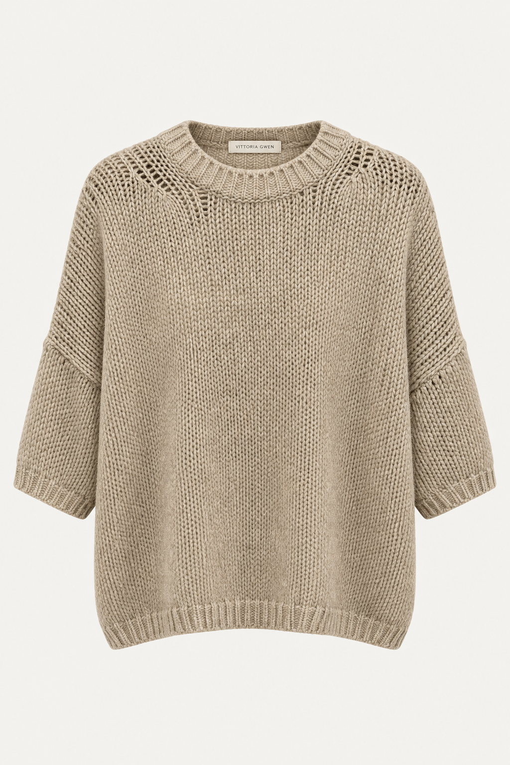 Pull tee cachemire beige Vittoria Gwen retouché